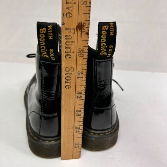 Dr. Martens Boots Girls 3 Black Patent Leather Lace Up Side Zip - Picture 7 of 12